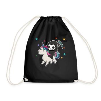 Death riding unicorn funny unicorns Rainbow - Drawstring Bag - black - Front