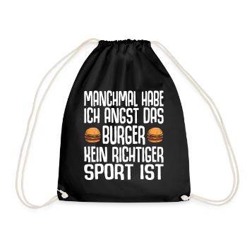 Burger Cheesburger Fast Food Essen Lustiger Spruch - Turnbeutel - Schwarz - Vorne