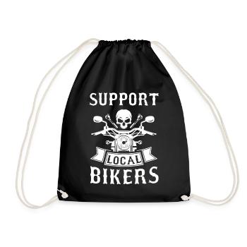Motorrad Tshirt Biker Kutte Moped Bobber MC Racer - Turnbeutel - Schwarz - Vorne