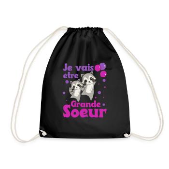 Raton laveur grande sœur 2022 pour les frères et sœurs - Sac de sport léger - noir - Devant