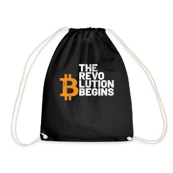 Bitcoin Blockchain Crypto Kryptowährung Geld - Turnbeutel - Schwarz - Vorne