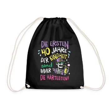 Die ersten 40 Jahre Geburtstag Geschenk Mann Frau - Turnbeutel - Schwarz - Vorne