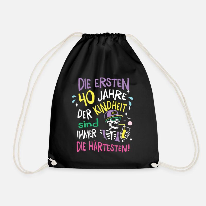 Die ersten 40 Jahre Geburtstag Geschenk Mann Frau - Turnbeutel - Schwarz