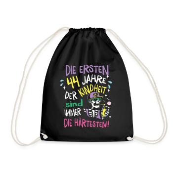 Die ersten 44 Jahre Geburtstag Geschenk Mann Frau - Turnbeutel - Schwarz - Vorne
