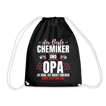 DER BESTE CHEMIKER UND OPA! Lustiges Chemiker - Turnbeutel - Schwarz - Vorne