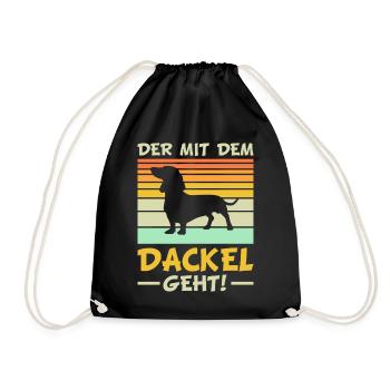 Dackel Geschenke | Lustiger Dackel Spruch - Turnbeutel - Schwarz - Vorne