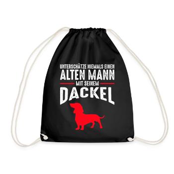 Alter Mann - Dackel | Retro Vintage Style - Turnbeutel - Schwarz - Vorne