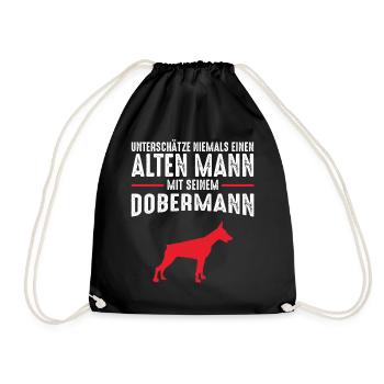 Dobermann Männer Rentner Geschenkidee - Turnbeutel - Schwarz - Vorne