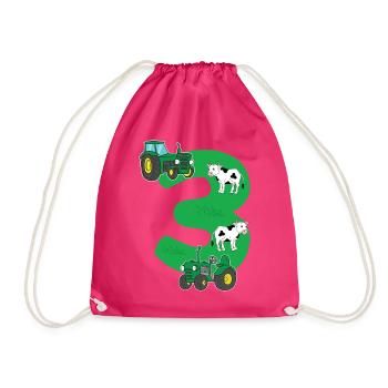 Birthday 3 years tractor farmer 3rd birthday - Sac de sport léger - fuchsia - Devant