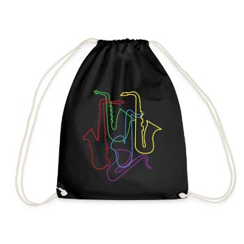 Retro Saxophone Music Instrument Saxophonist Music - Drawstring Bag - black - Front