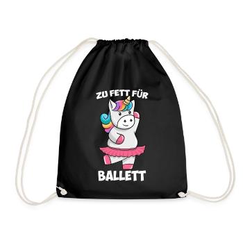 Zu Fett für Ballett Dickes Einhorn Unicorn Tutu - Turnbeutel - Schwarz - Vorne