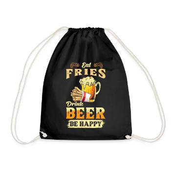 Frites et bières - Sac de sport léger - noir - Devant