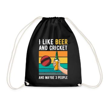 Cricket und Bier Retro Geschenk - Turnbeutel - Schwarz - Vorne