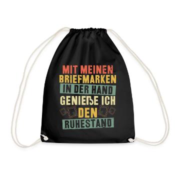 Mit meinen Briefmarken genieße ich den Ruhestand - Turnbeutel - Schwarz - Vorne