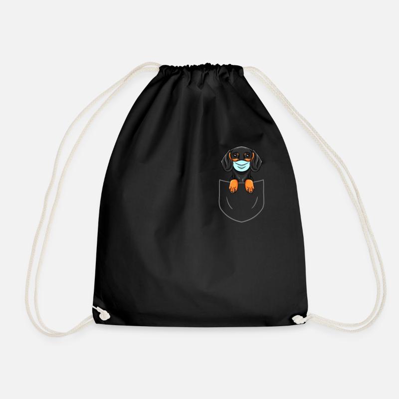 Dackel Teckel Dachshund in der Vordertasche Maske - Turnbeutel - Schwarz