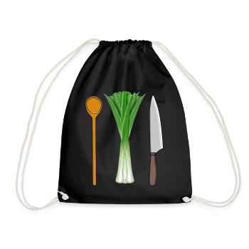 Poireaux Cuisine végétarienne Cuillère en bois Travail Professions - Sac de sport léger - noir - Devant