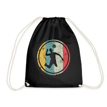 Retro Volleyballer Beach Volleyball Spieler - Turnbeutel - Schwarz - Vorne