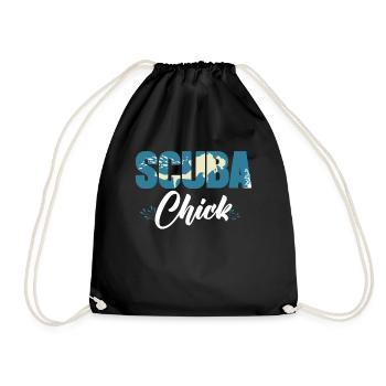 Diving Diver Girl Scuba Chick - Drawstring Bag - black - Front