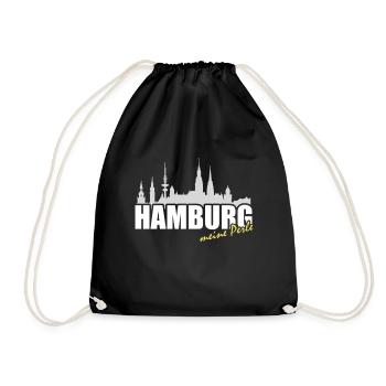 Hamburg Perle Skyline - Turnbeutel - Schwarz - Vorne