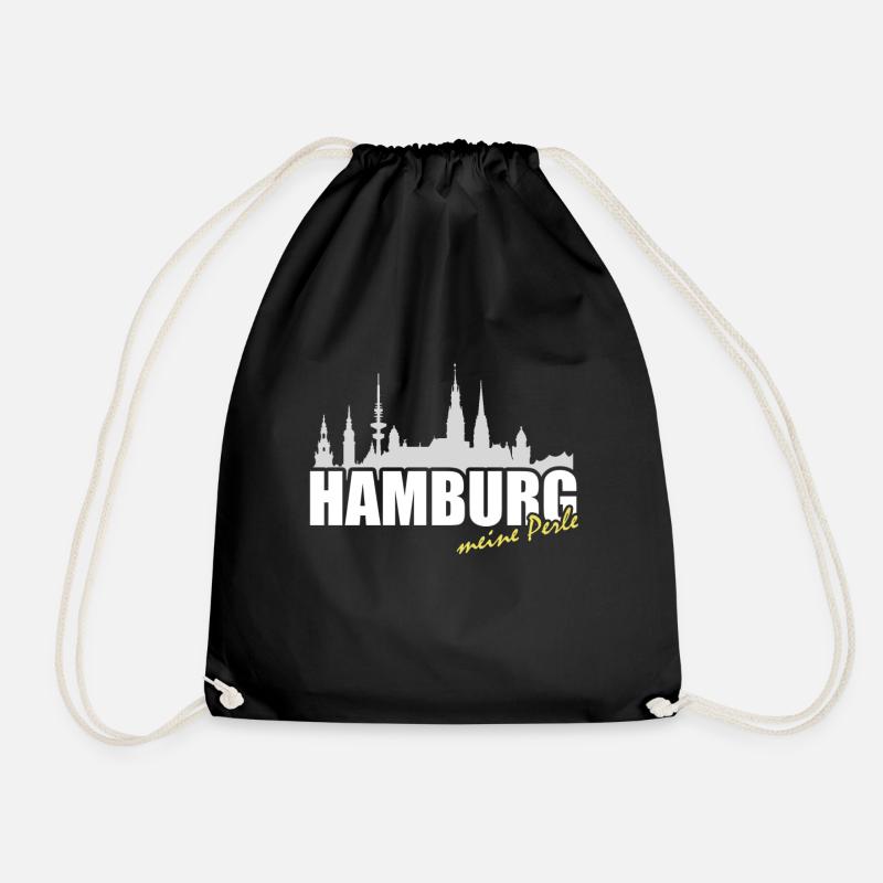 Hamburg Perle Skyline - Turnbeutel - Schwarz