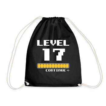 17. Geburtstag - Level 17 - 17 Jahre lustiges - Turnbeutel - Schwarz - Vorne