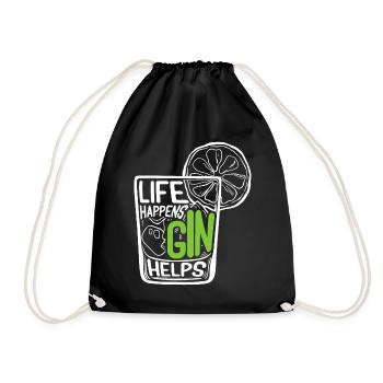 Life Happens Gin Helps - Drawstring Bag - black - Front