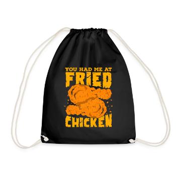Fried Chicken Food Gift - Drawstring Bag - black - Front