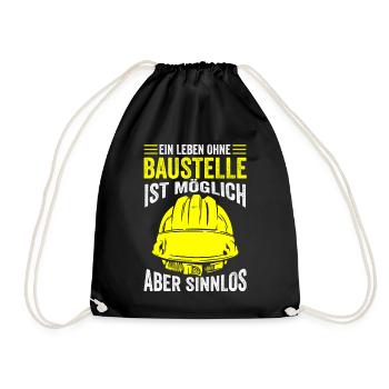 Bau Baustelle Bauarbeiter Handwerker Baustellen - Turnbeutel - Schwarz - Vorne