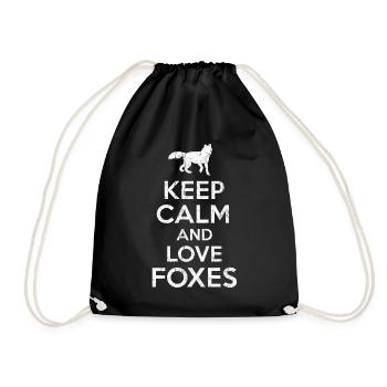 Fox saying Keep calm - Drawstring Bag - black - Front