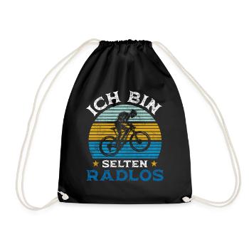 Ich bin selten radlos Retro Vintage - Turnbeutel - Schwarz - Vorne