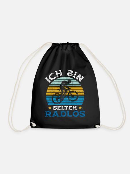 Ich bin selten radlos Retro Vintage - Turnbeutel - Schwarz