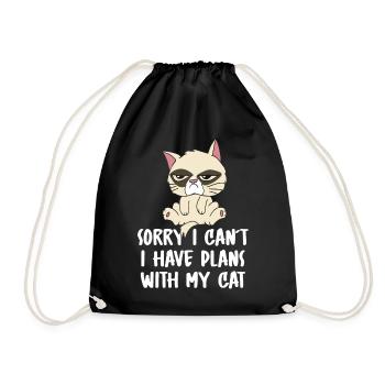 Sorry I Can't I Have Plans with My Cat Owner Lover - Drawstring Bag - black - Front