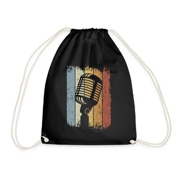 Singer Retro Microphone Singing - Turnbeutel - Schwarz - Vorne