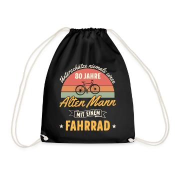 Unterschätze nie einen 80 Jahre alten Mann Fahrrad - Turnbeutel - Schwarz - Vorne