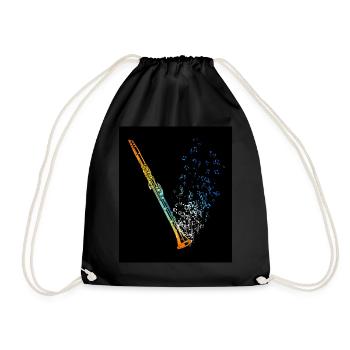 Clarinet Vintage Musical Notes Music Clarinetist - Drawstring Bag - black - Front