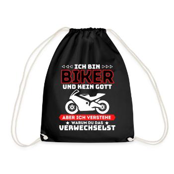 Lustiger Biker und Motrrad Motorradfahrer Spruch - Turnbeutel - Schwarz - Vorne