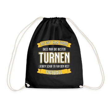 Turnen - nur die besten lustiger Spruch - Turnbeutel - Schwarz - Vorne
