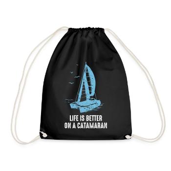 Catamaran Life Is Better Catamaran Sailing Sailor - Drawstring Bag - black - Front