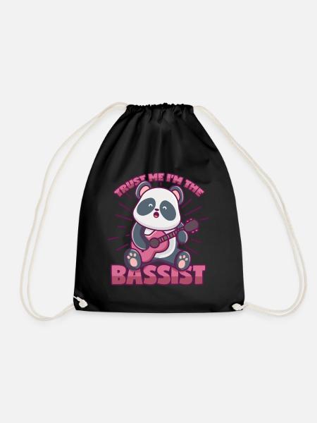 Panda Bass Spruch für Bassisten und Bassspieler - Turnbeutel - Schwarz