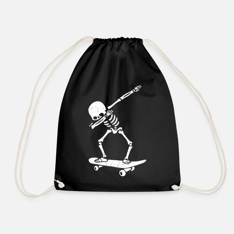 Dabbing Skelett SKATEBOARD Dab Skate Halloween - Turnbeutel - Schwarz