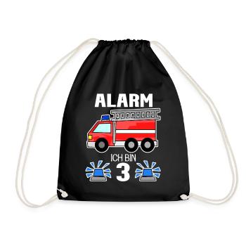 3. Geburtstag Junge Feuerwehr Feuerwehrauto - Turnbeutel - Schwarz - Vorne