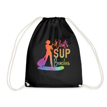 SUP Paddleboard Girl Watercolor - Turnbeutel - Schwarz - Vorne