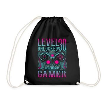 30. Geburtstag Level 30 Gamer Gaming Zocken - Turnbeutel - Schwarz - Vorne