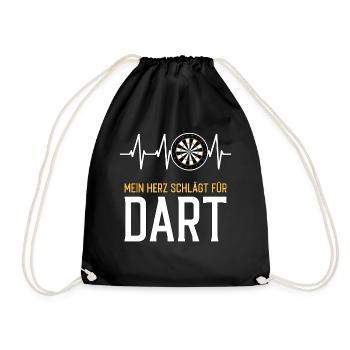 Dart Herzschlag - lustiger Spruch - Turnbeutel - Schwarz - Vorne