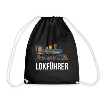 Lokführer Eisenbahn Dampflok Lok Einsteigen - Turnbeutel - Schwarz - Vorne