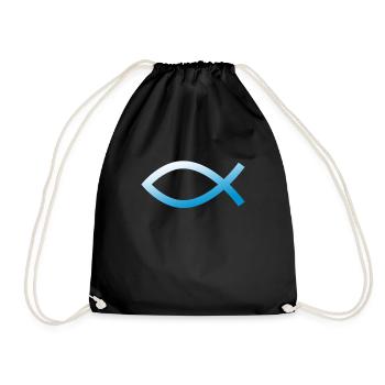 Jésus poisson Ichtys symbole chrétien bleu - Sac de sport léger - noir - Devant