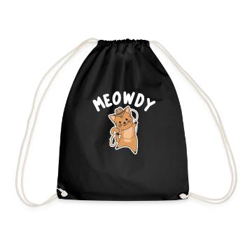Meowdy Howdy Katze Cowboy mit Lasso süße Katzen - Turnbeutel - Schwarz - Vorne