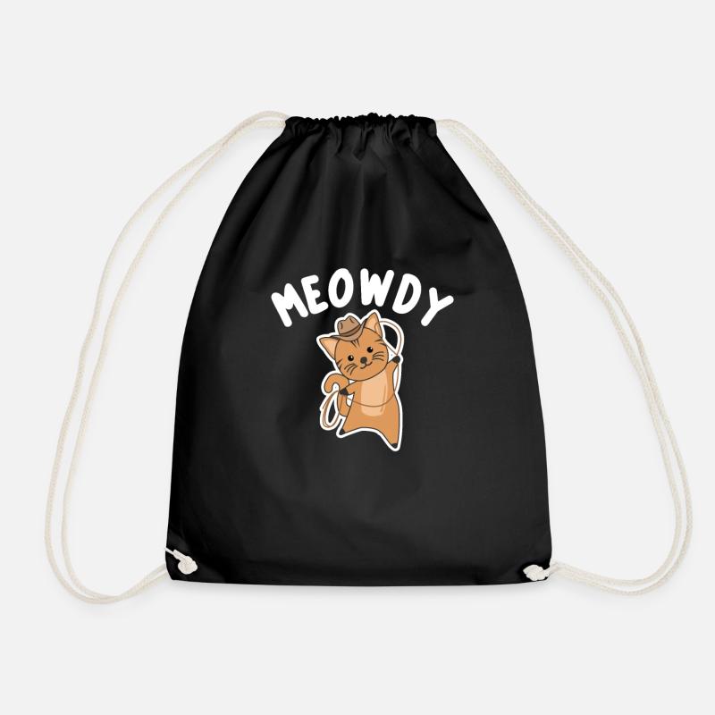 Meowdy Howdy Katze Cowboy mit Lasso süße Katzen - Turnbeutel - Schwarz