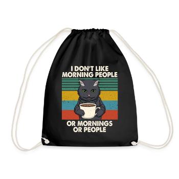 I Hate Morning People Mornings And People Cat - Drawstring Bag - black - Front