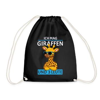 Ich mag Giraffen und drei Leute - Turnbeutel - Schwarz - Vorne